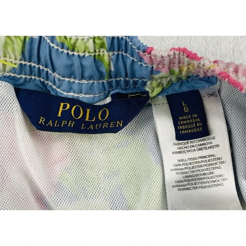 Vtg Polo Ralph Lauren Mens Swim Shorts Large Blue Swim Trunks Floral Tropical